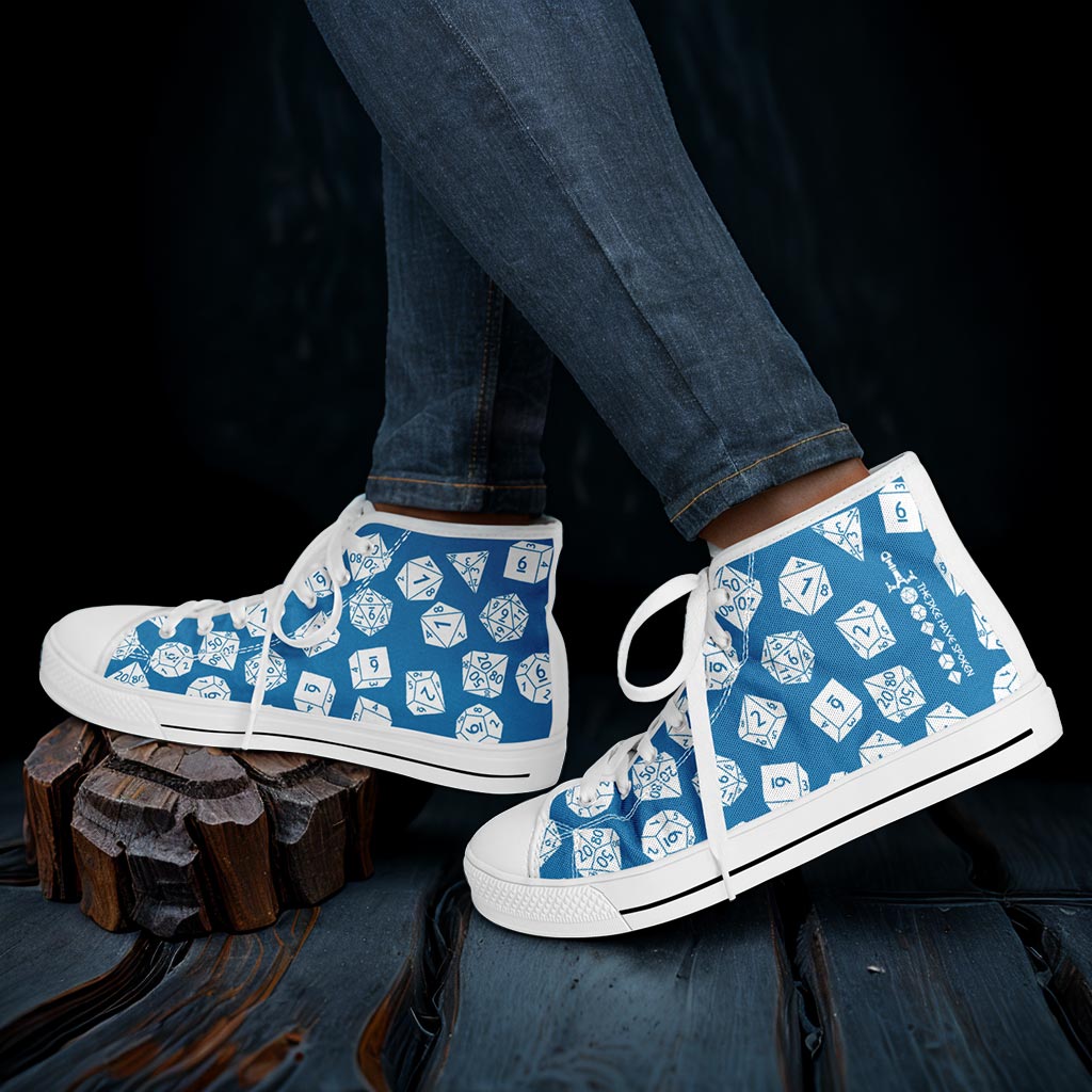 The Dice Have Spoken - Blue&White - DnD Urban Peak High Top Shoes