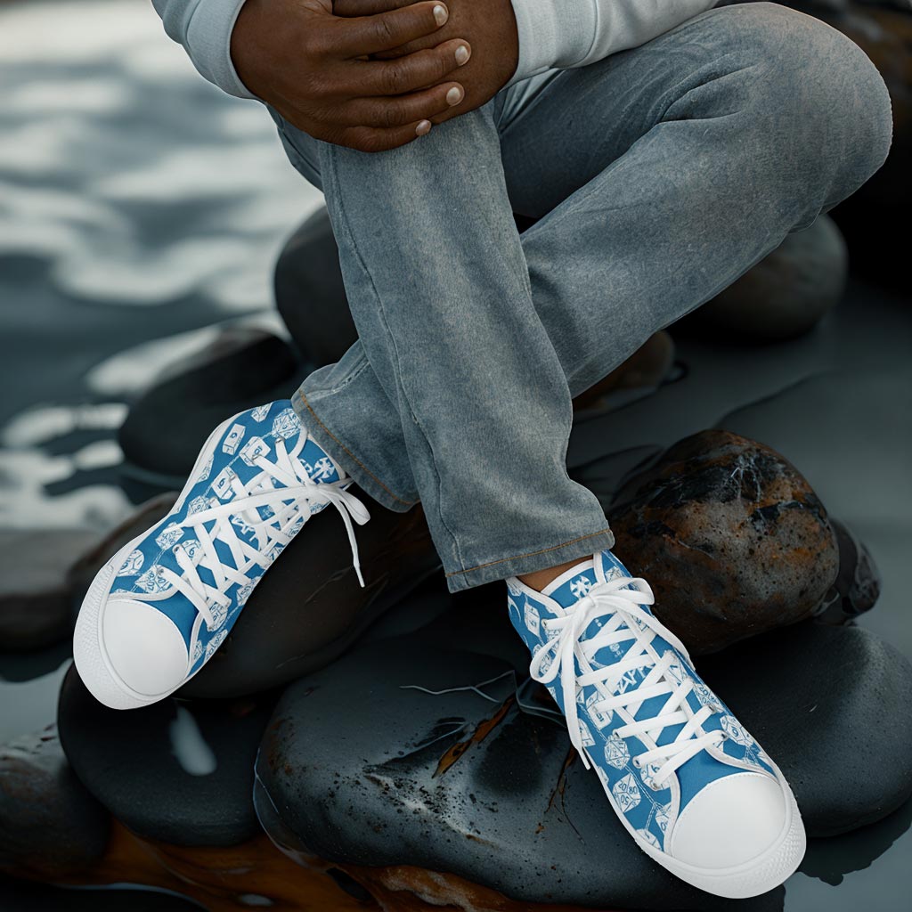 The Dice Have Spoken - Blue&White - DnD Urban Peak High Top Shoes