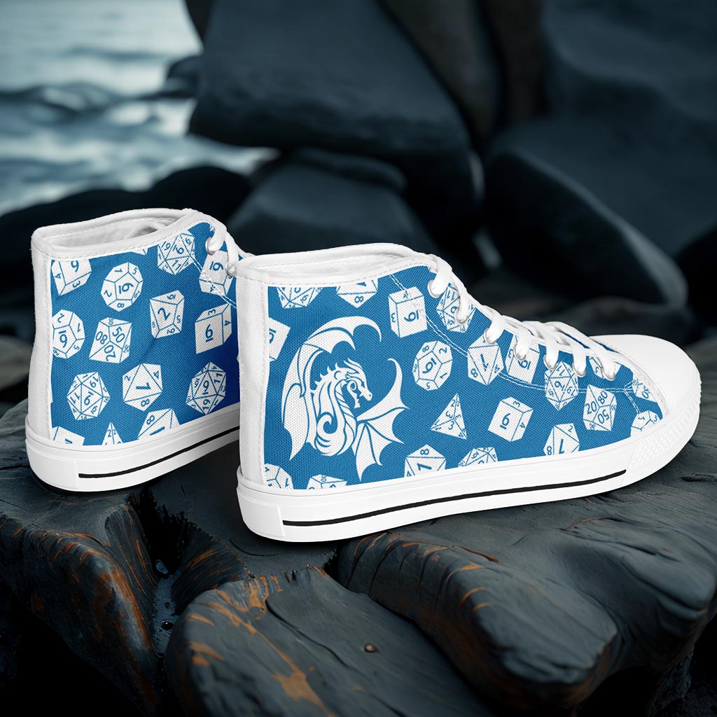 The Dice Have Spoken - Blue&White - DnD Urban Peak High Top Shoes