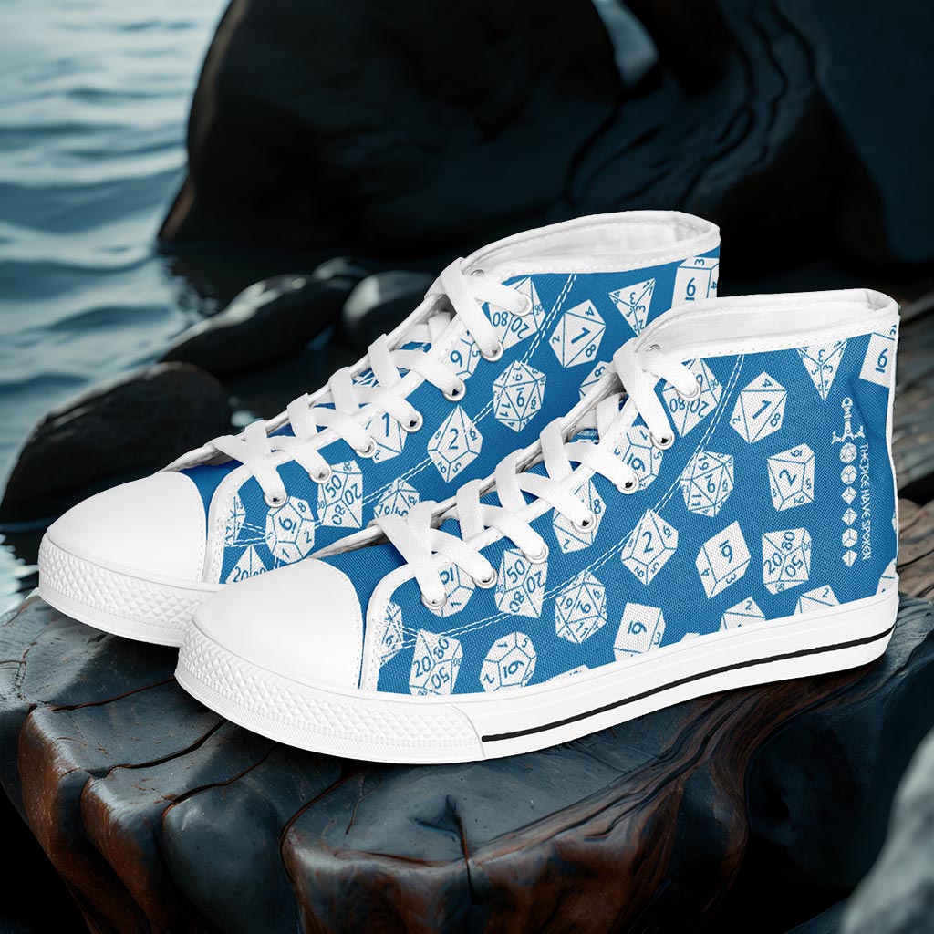 The Dice Have Spoken - Blue&White - DnD Urban Peak High Top Shoes