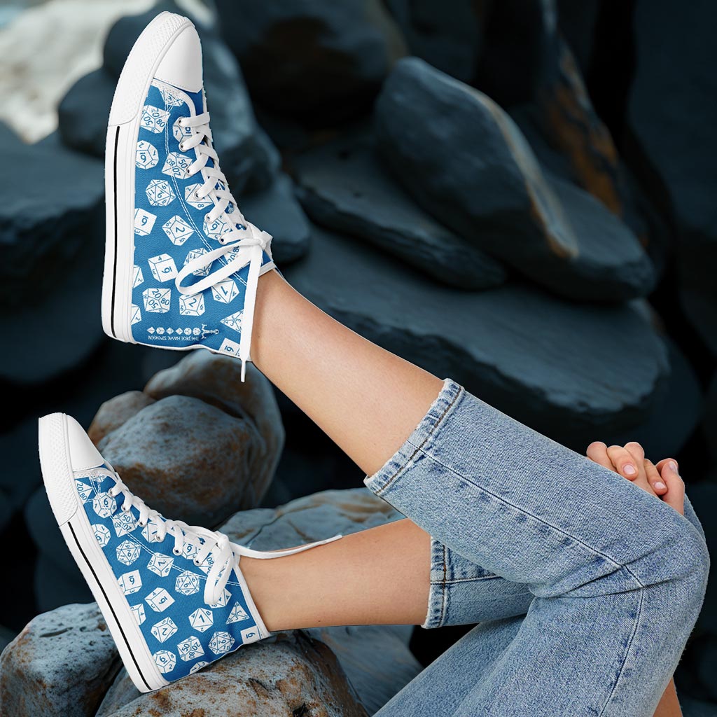 The Dice Have Spoken - Blue&White - DnD Urban Peak High Top Shoes