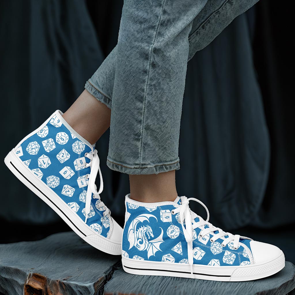 The Dice Have Spoken - Blue&White - DnD Urban Peak High Top Shoes