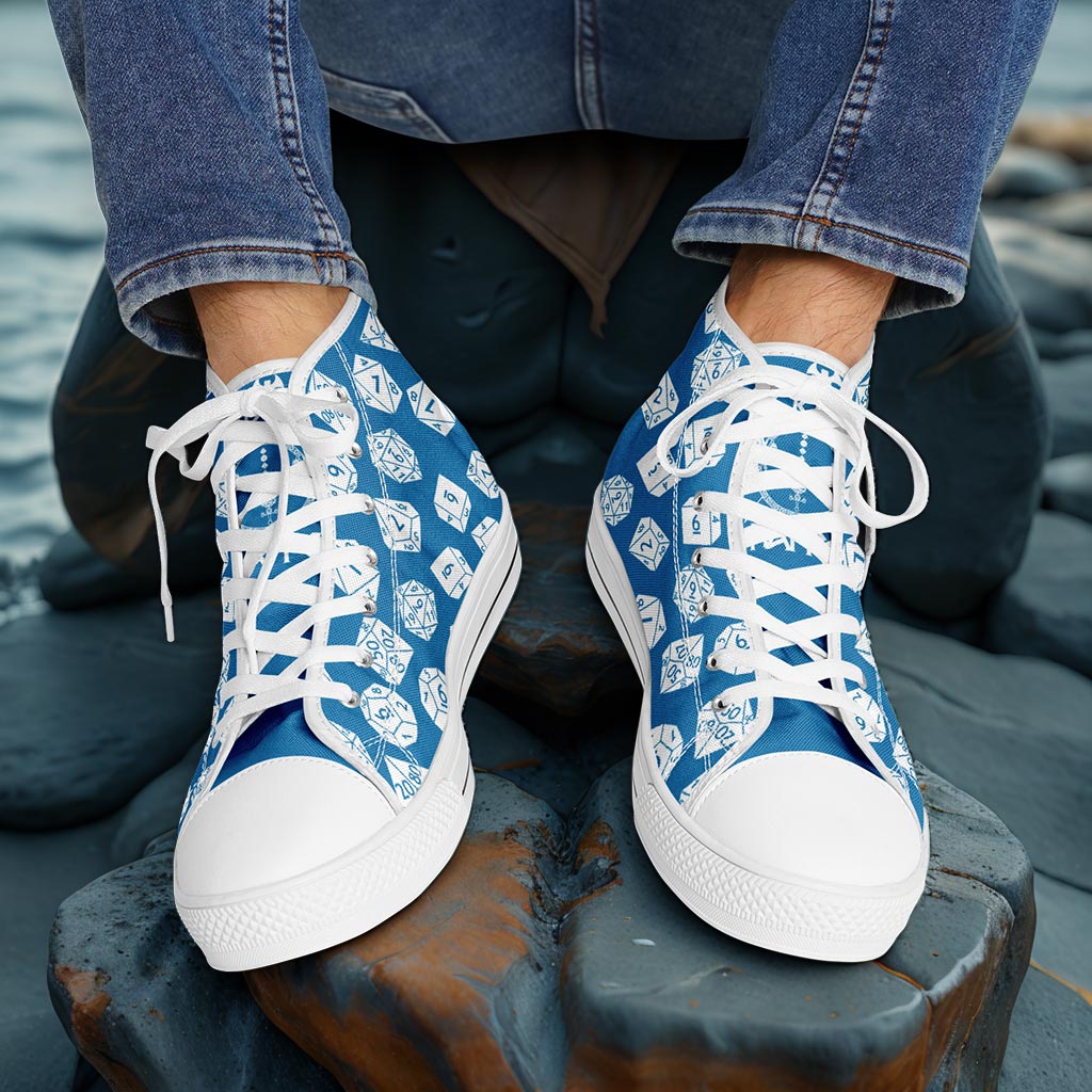 The Dice Have Spoken - Blue&White - DnD Urban Peak High Top Shoes