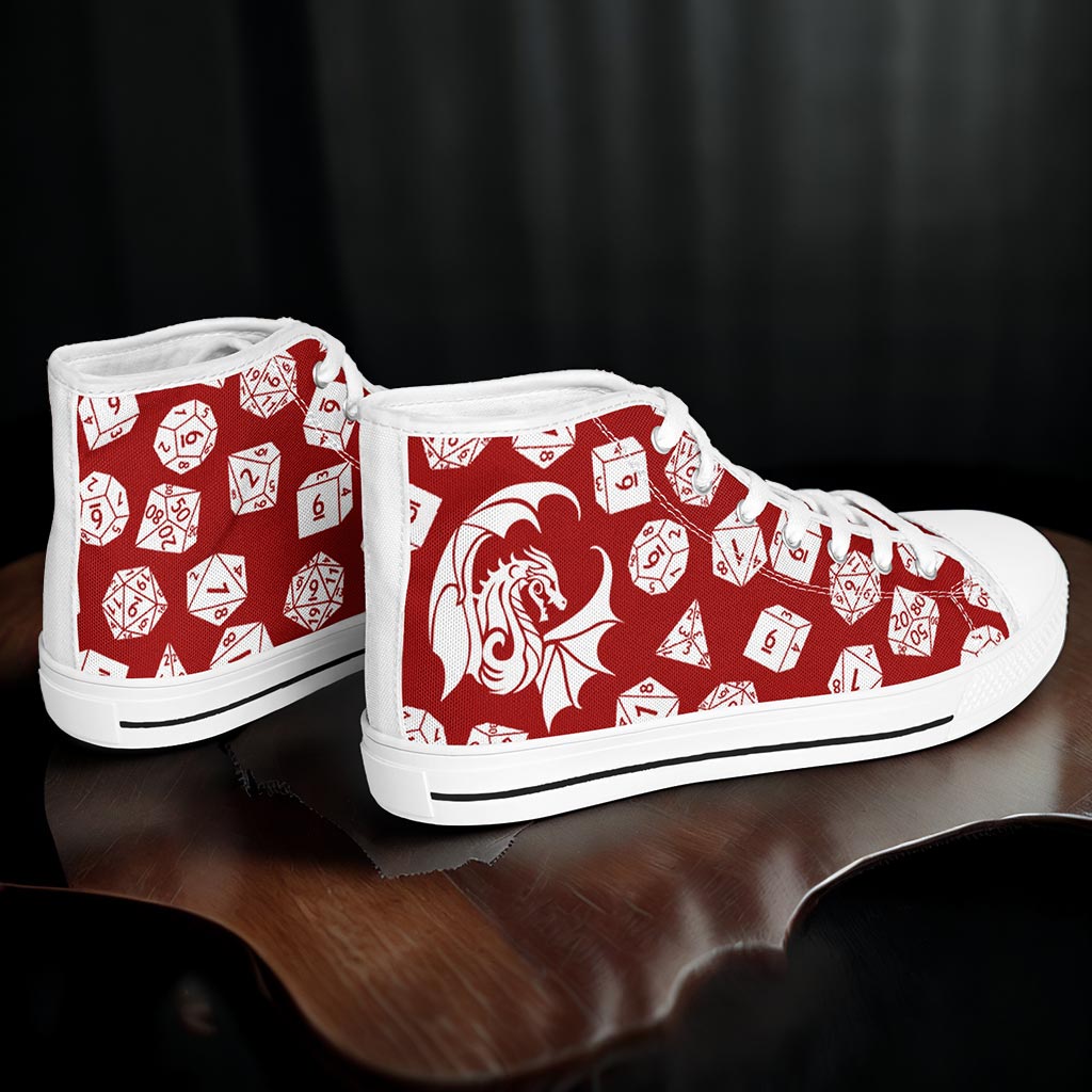 The Dice Have Spoken - Red&White - DnD Urban Peak High Top Shoes