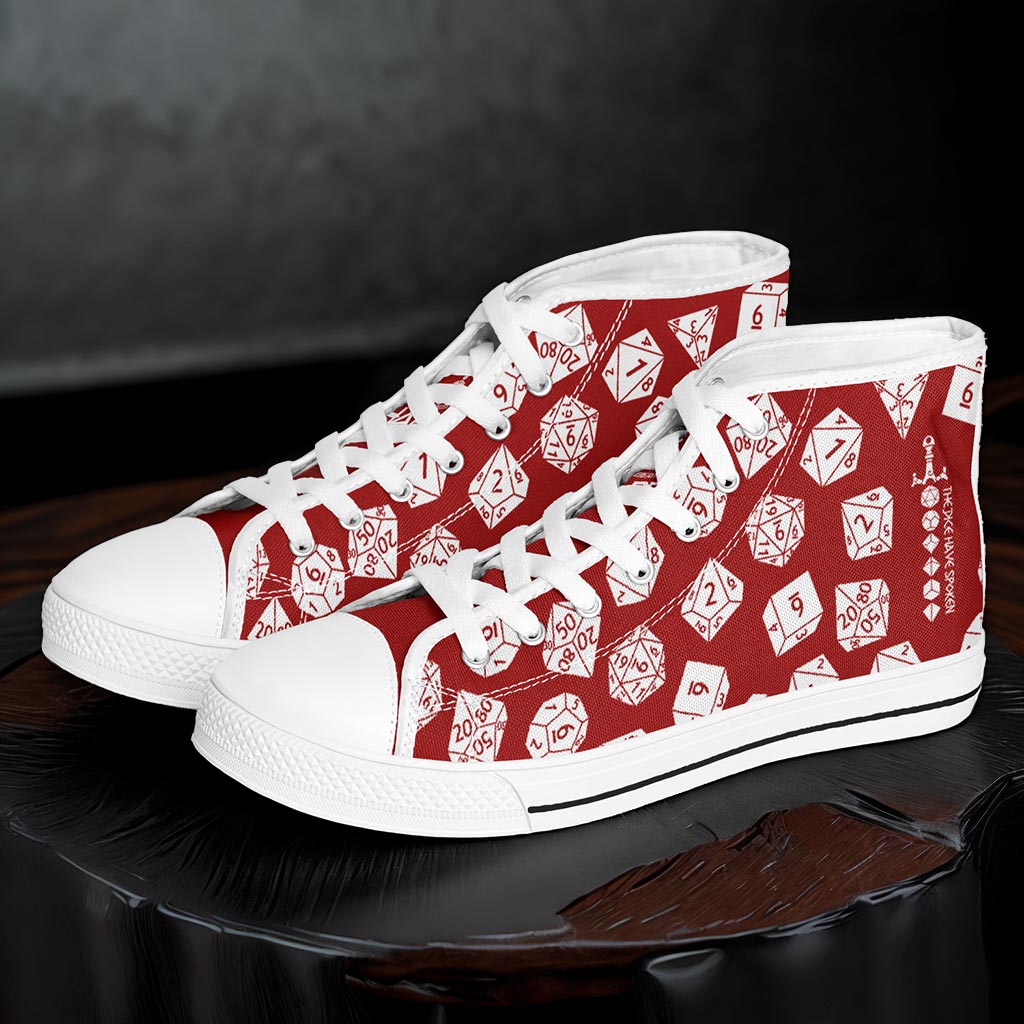 The Dice Have Spoken - Red&White - DnD Urban Peak High Top Shoes