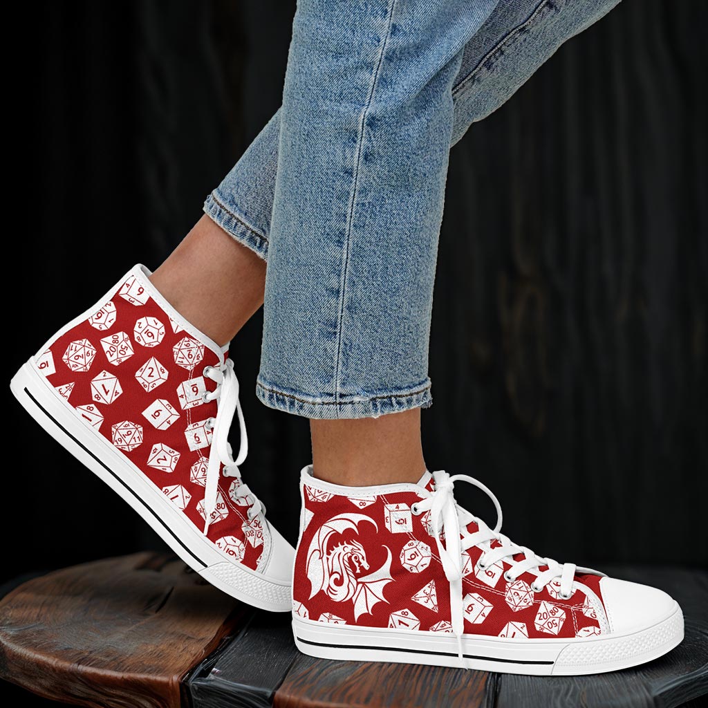 The Dice Have Spoken - Red&White - DnD Urban Peak High Top Shoes