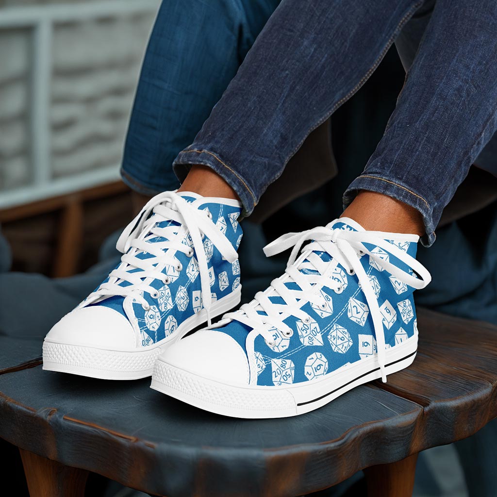 The Dice Have Spoken - Blue&White - DnD Urban Peak High Top Shoes