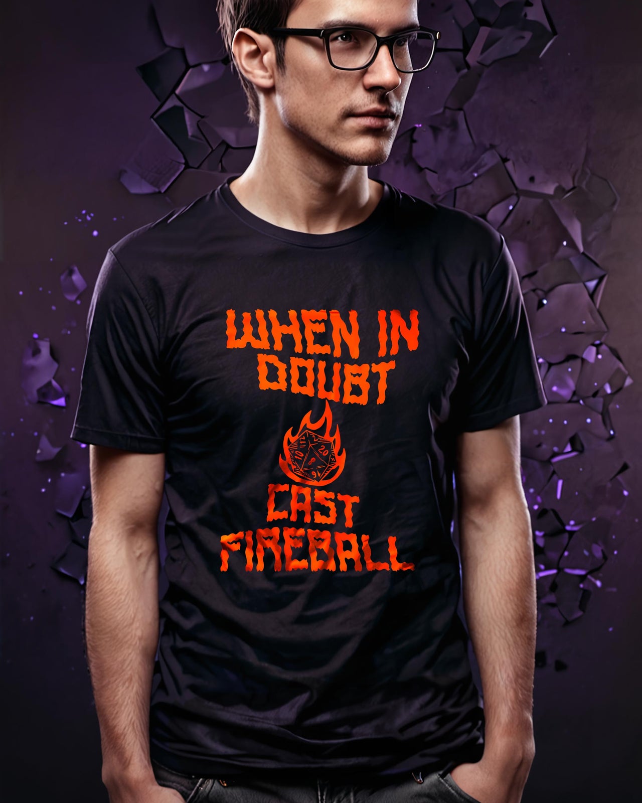 When in Doubt Cast Fireball Unisex T-Shirt - Funny Dungeons and Dragons Tee